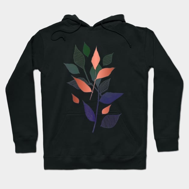 Rose Gold Jewel Tone Foliage Hoodie by JJLosh